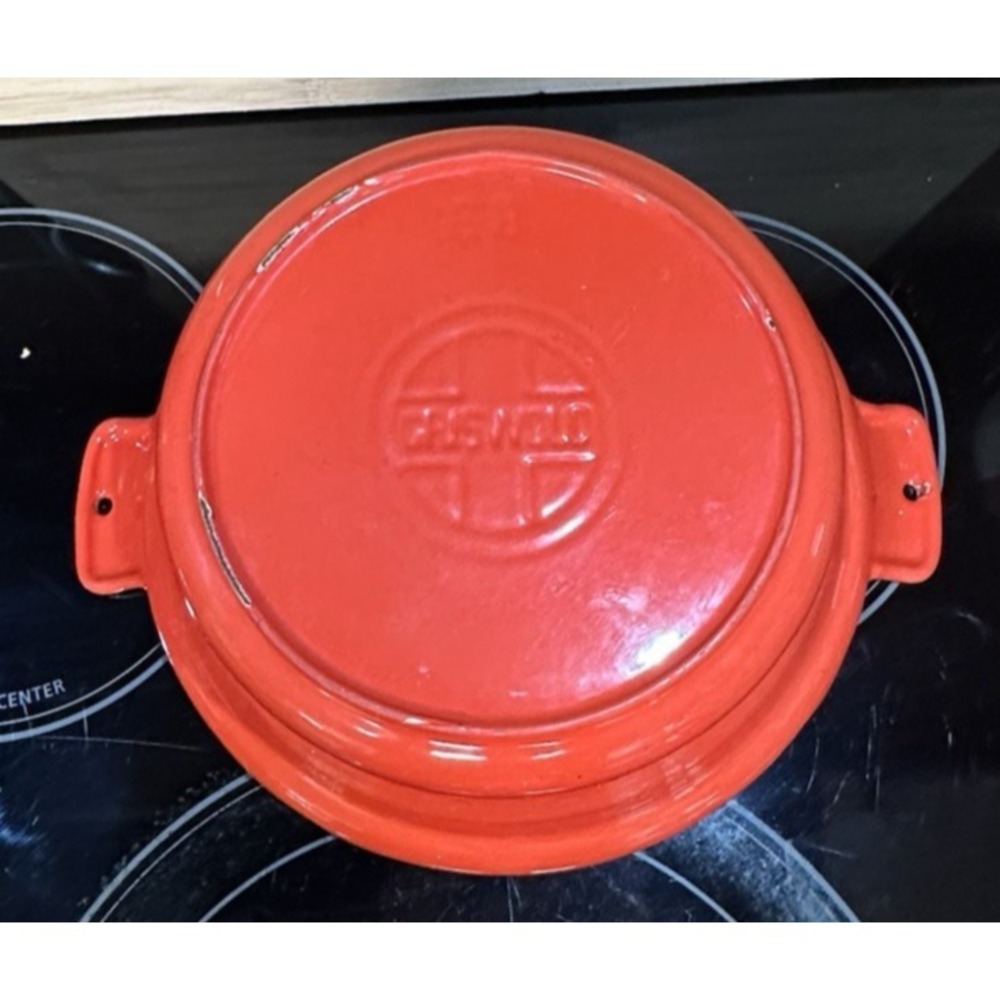 Vintage Griswold Red Enamel Cast Iron Dutch Oven Casserole No Lid 9"‎